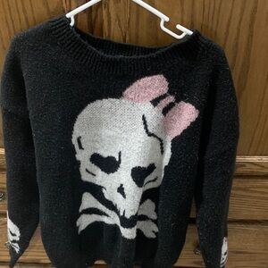 Black and Pink Skull Sweater